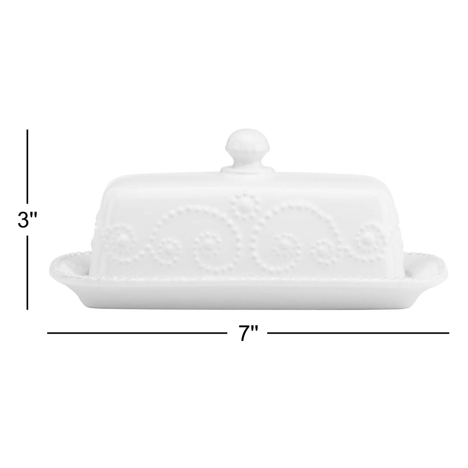 French Perle White French Perles Butter Dish