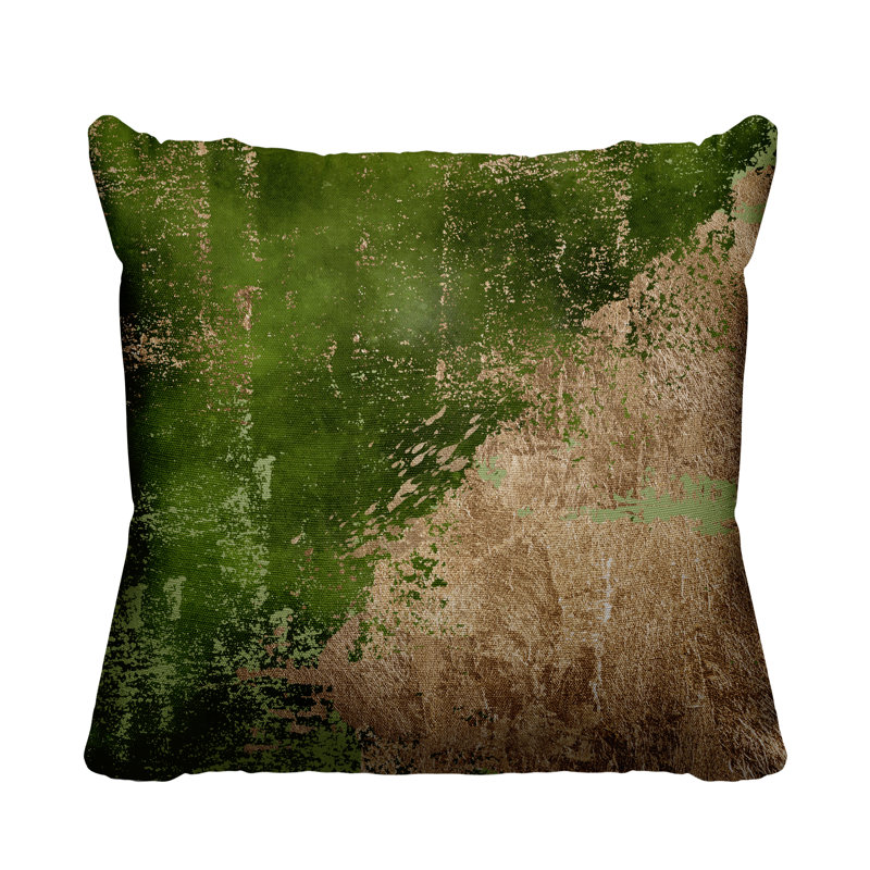 Coussin intérieur / extérieur Lincolnwood, H 15 po x l 15 po, Chertreuse / or