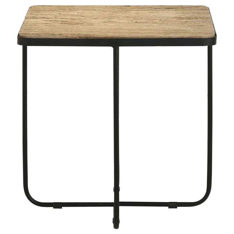 Table d'appoint en travertin et noir