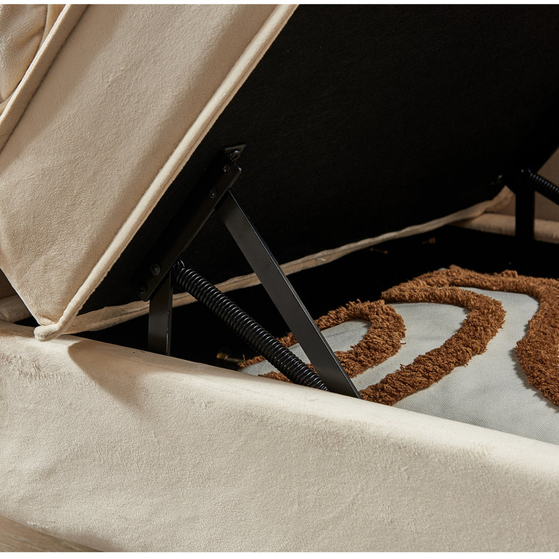 Chaise longue en velours avec rangement en beige élégant - Ajoutez une touche de luxe moderne et amplement d'espace à votre espace
