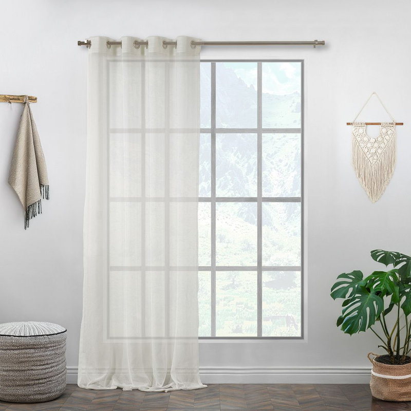 Panneau simple extra long et extra large en faux lin, Blanc cassé, L 100 po x L 204 po