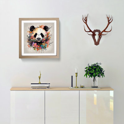 Panda Floral Art - Framed Print