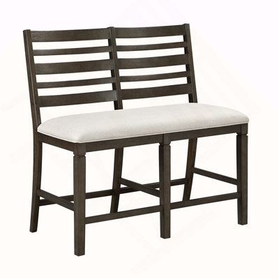 Classic Style Dark Espresso Finish Counter Height Bench 1pc Upholstery Seat Wooden Backrest Dining Room Furniture