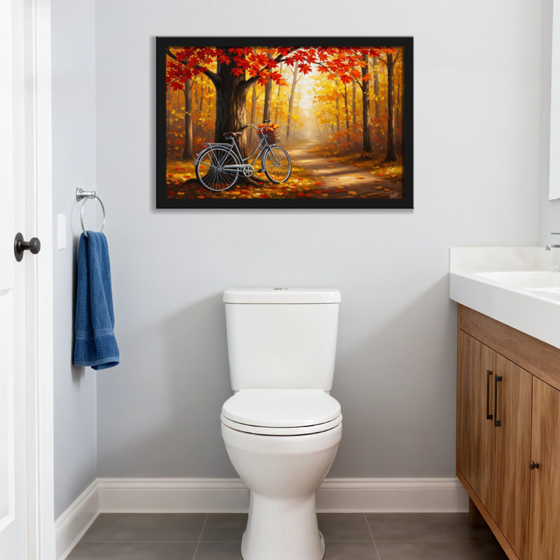 Scène de bicyclette Plants & Flowers Autumn Forest Path, H 12 po x l 18 po, Toile tendue, Ne s’applique pas