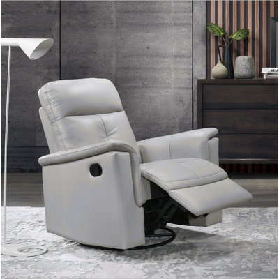 Fauteuil inclinable et pivotant en cuir argent