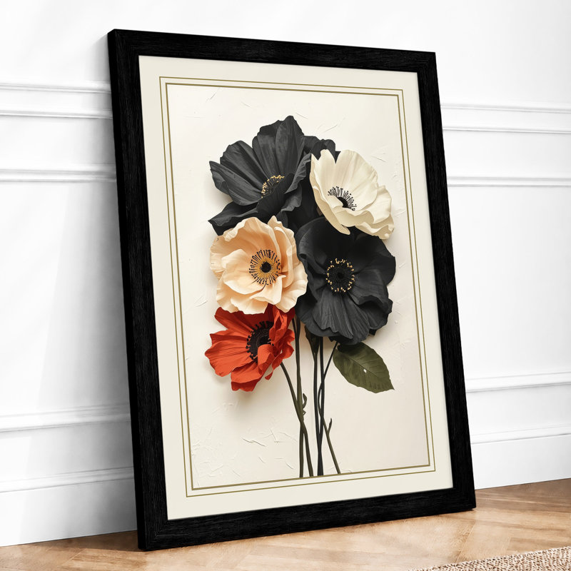 Bouquet Study Botanical - Framed Print, Black, A4 - 29.7 x 21.0 cm