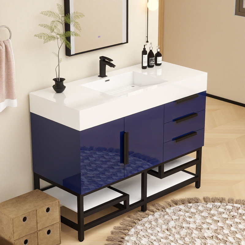 48'' Free Standing Single Bathroom Vanity, Navy Blue