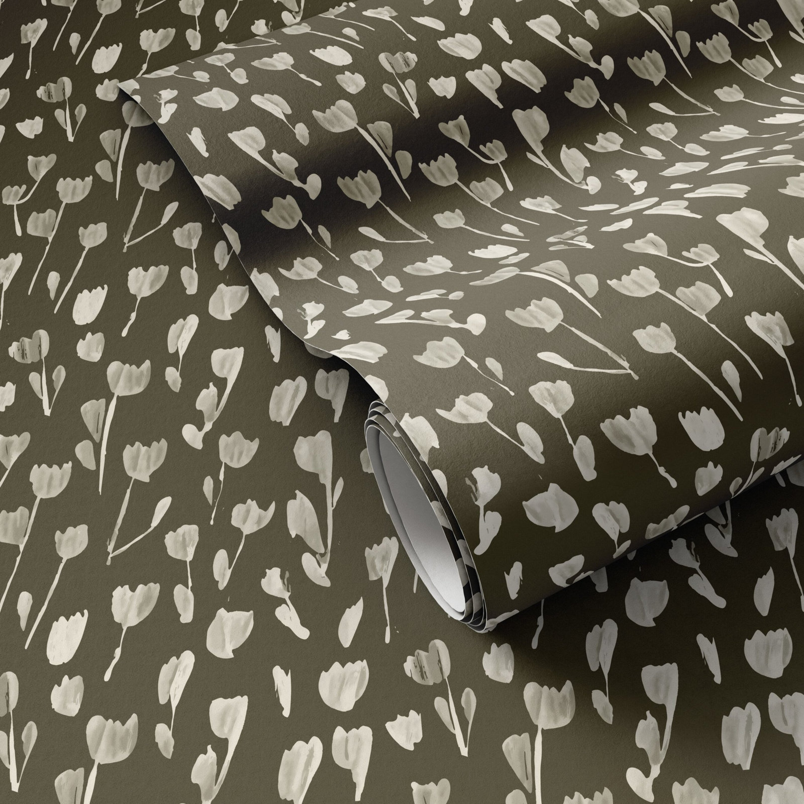 Wild Flowers Wallpaper Roll, Olive II