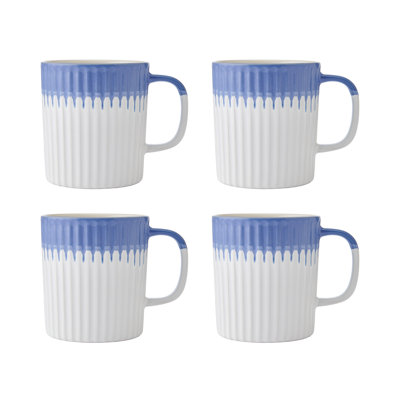 Mikasa Textured Stoneware Mug Set, Set of 4 Durable Stoneware Cups, 410ml