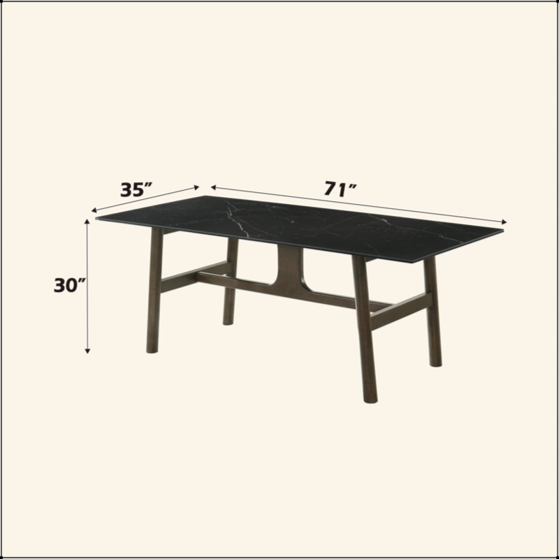 Destin Ceramic & Walnut Finish Dining Table