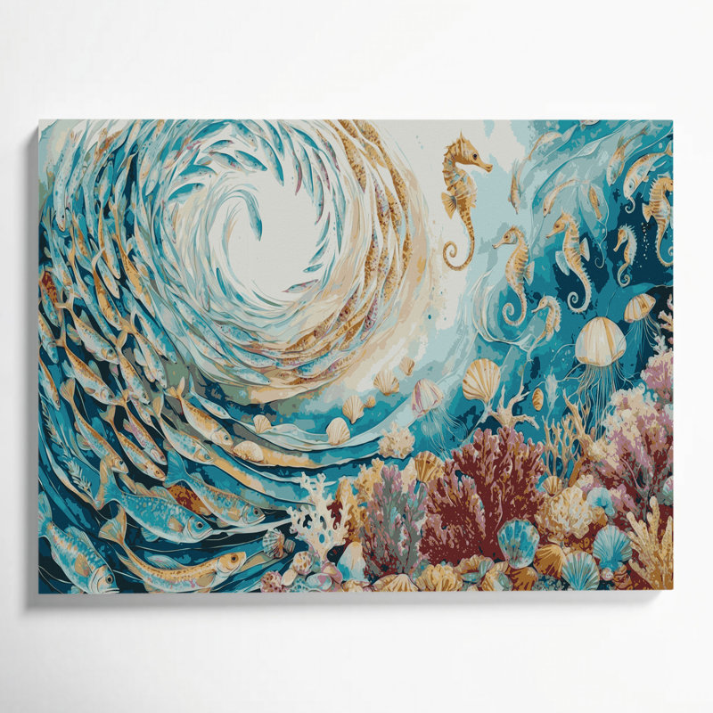 Art mural sur toile, "Coastal Marine Life", H 12 po x l 18 po