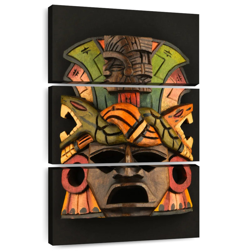 Senne Aztec Wooden Mask, 65" H x 42" W