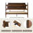 Queen Size Platform Bed Frame, Solid Wood Headboard & Footboard, Central Metal Legs with 12 Durable Slatted Base, Anti-Slip & Noise-Free, Easy Assembly, No Box Spring Needed, Walnut Finish-1234471721-1234471727