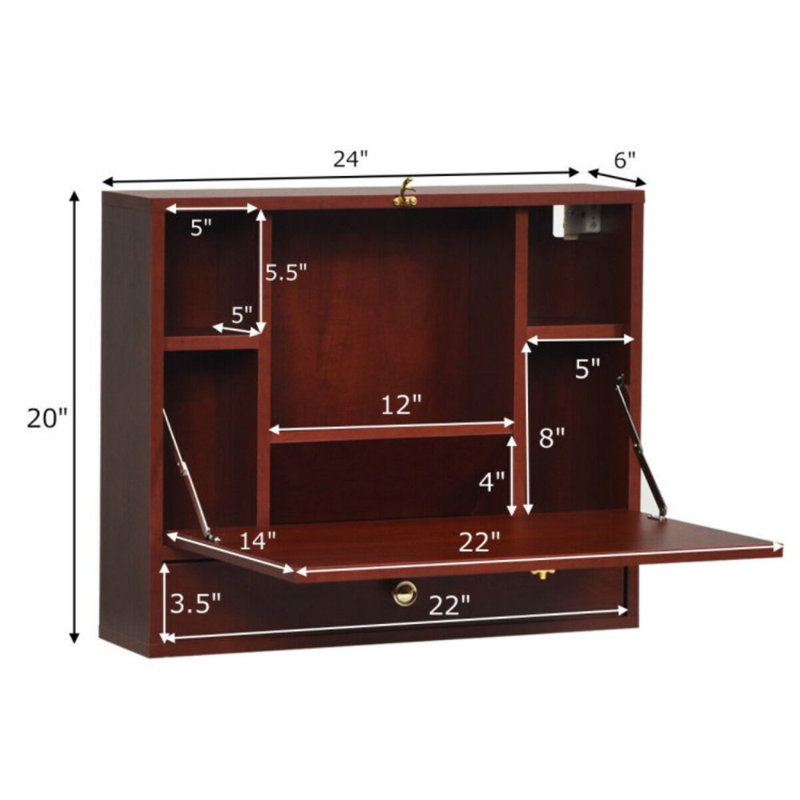 Chaeli Floating Desk, Brown