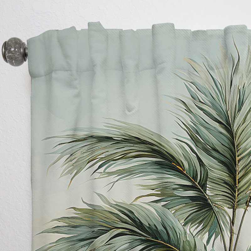 Gurgen Minimalism Palm Tree Solitude IV - Traditional Velvet Curtain - Room Darkening - 1 Panel, 52" W x 95" L