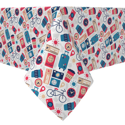 Square Tablecloth, 100% Cotton, 60X60", Tourist Travels