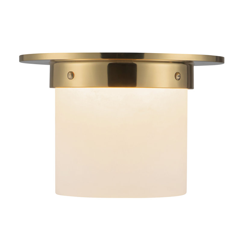 Mineral 8-in Brass Flush Mount, Alabaster, Brass