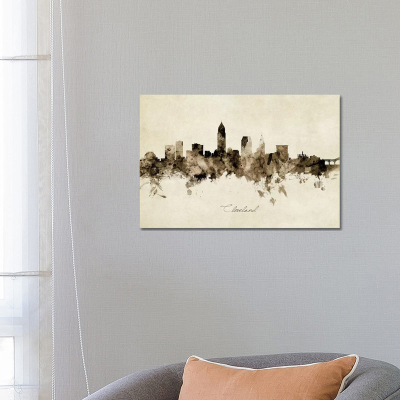 Cleveland Ohio Skyline by Michael Tompsett - Wrapped Canvas Painting, 66.04 cm H x 45.72 cm W x 3.175 cm D