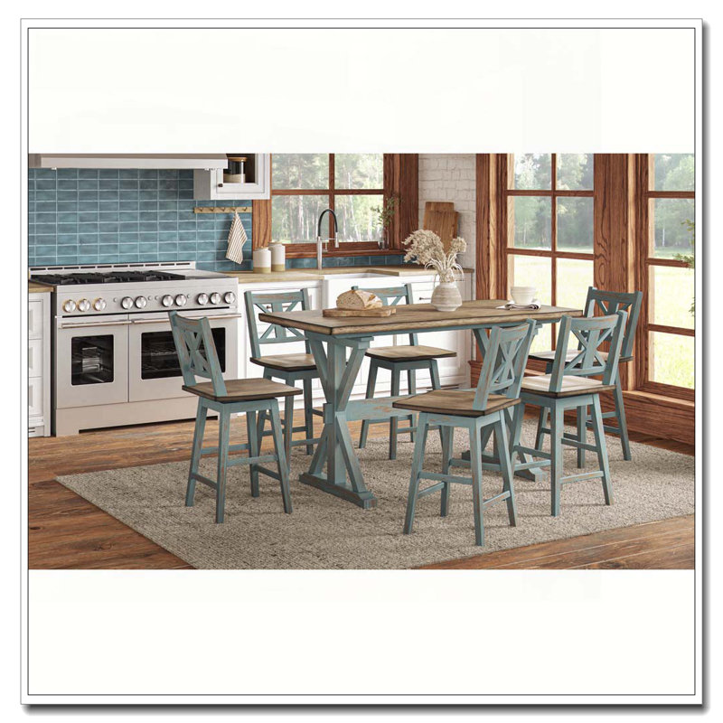 X Based Counter Height Casual Dining Table