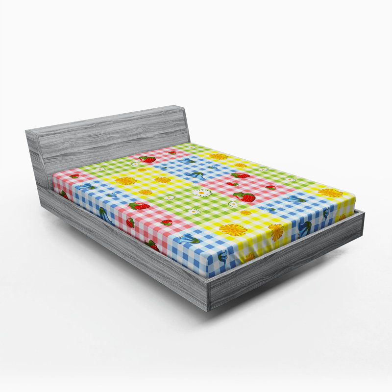 Microfiber Plaid Fitted Sheet, Queen Fitted Sheet, Red/Yellow/Blue Plaid