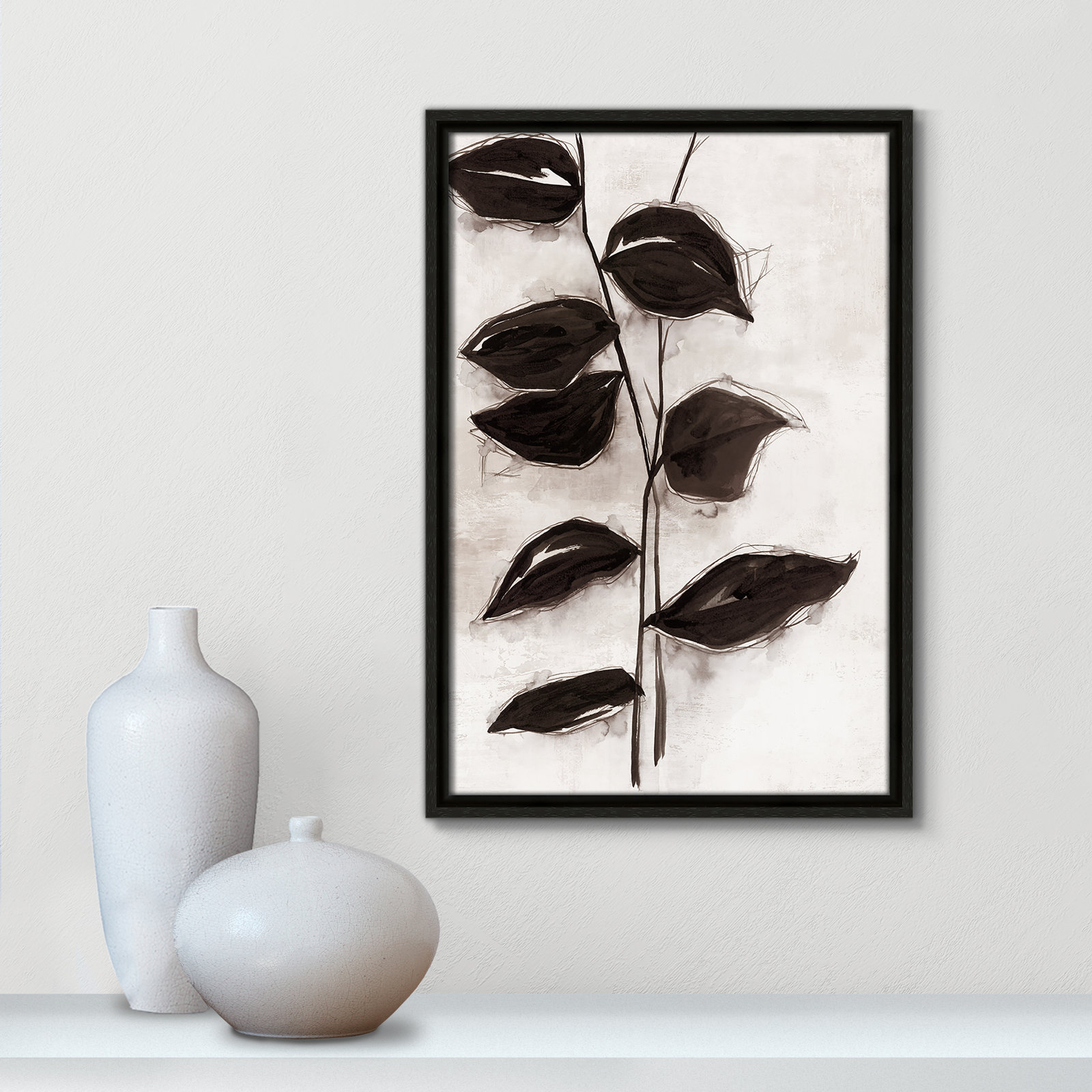 Leaves I by Eva Watts, 19.5" H x 13.5" W x 2" D, Espresso Framed