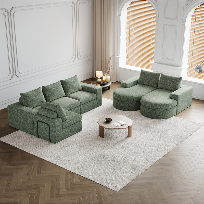 Canapé modulaire Chenille Cloud, Vert