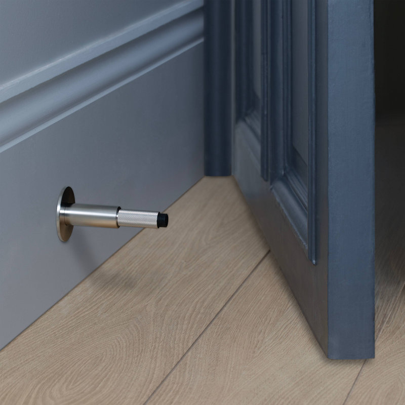 Cross Knurl Baseboard Stop, Steel