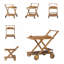 Chariot-bar RIVIERA avec roues mobiles et fabrication en bois d'acacia naturel pour un divertissement élégant et un rangement flexible.
