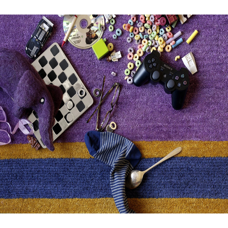 Copacabana Wool Striped Area Rug in Brown/Orange/Purple, Rectangle 12' x 16'