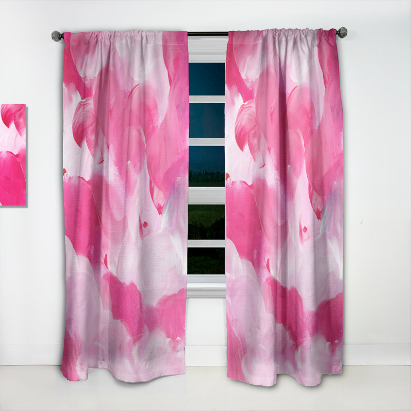 Fuchsia et nuages liquides roses - Rideau abstrait - Velours obscurcissant - 1 panneau, Rose, L 52 po x L 63 po, Rose / blanc