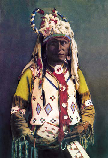 Reproduction de photo de Sioux Chief «Old Hand» par Carl and Grace Moon, H 66 po x l 44 po x P 1,5 po