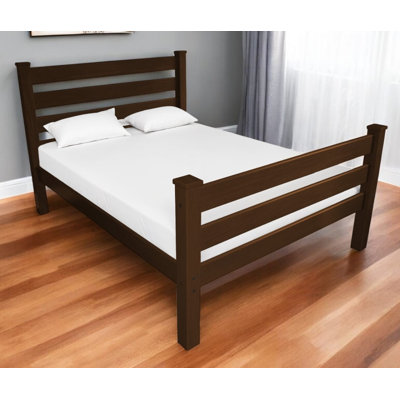 Brown Solid Wood Queen Bed Frame