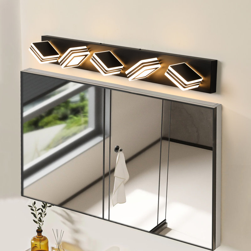 5- Led Bathroom Vanity - Sleek Wall Mount, Dimmable, Iron & Acrylic, Energy Efficient Lamp Dimmable Fixture, Source, 5