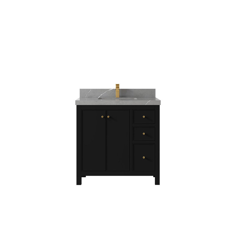 Ensemble de meuble-lavabo simple 36 po Chicago, Gris Piatra