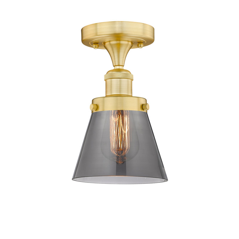 Plafonnier semi-encastré 1 lumière Cone, Or satiné, Plaqué couleur fumée