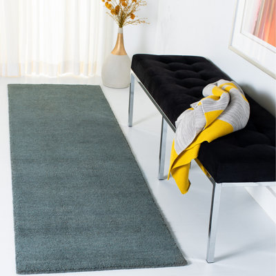 Southbury Hand Loomed Wool/Cotton Solid Color Rug in Blue Ombre