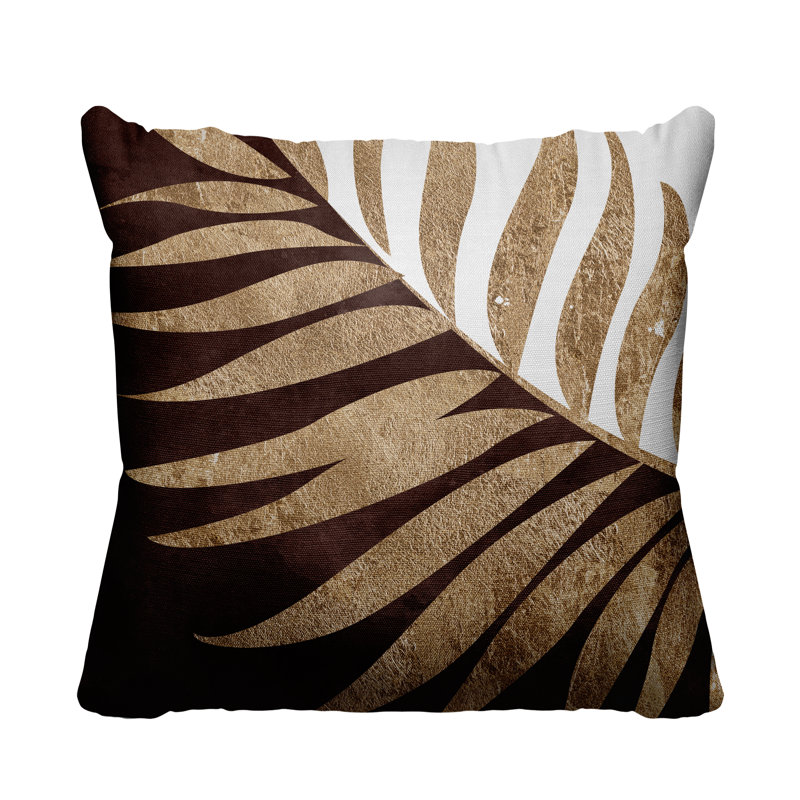 Floral Outdoor Reversible Throw Pillow, 19W" x 19H", Brown/Gold/White