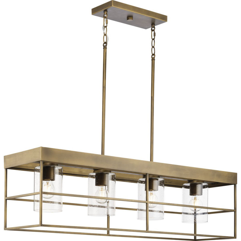 Lustre linéaire moderne à 4 lumières Jonjoe, Bronze vieilli