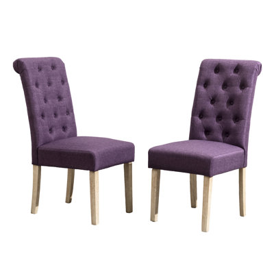 Purple Solid Wood Dining , 2 Chairs, Stylish Addition Elegant Back, Of For Area