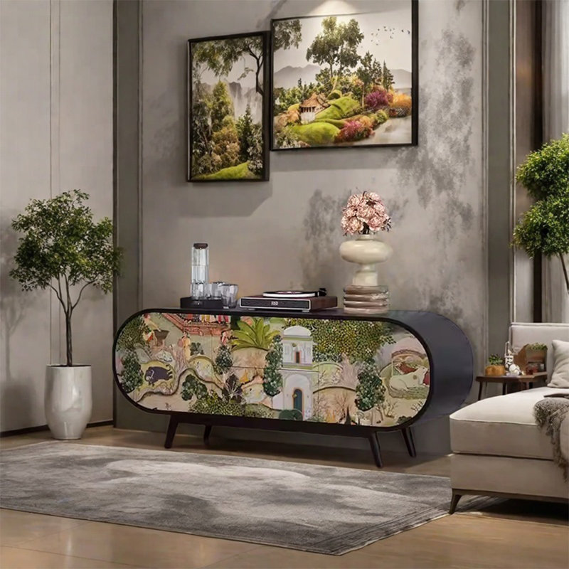 Buffet en noyer avec beaucoup de rangement, Noir, noir, noir, noir