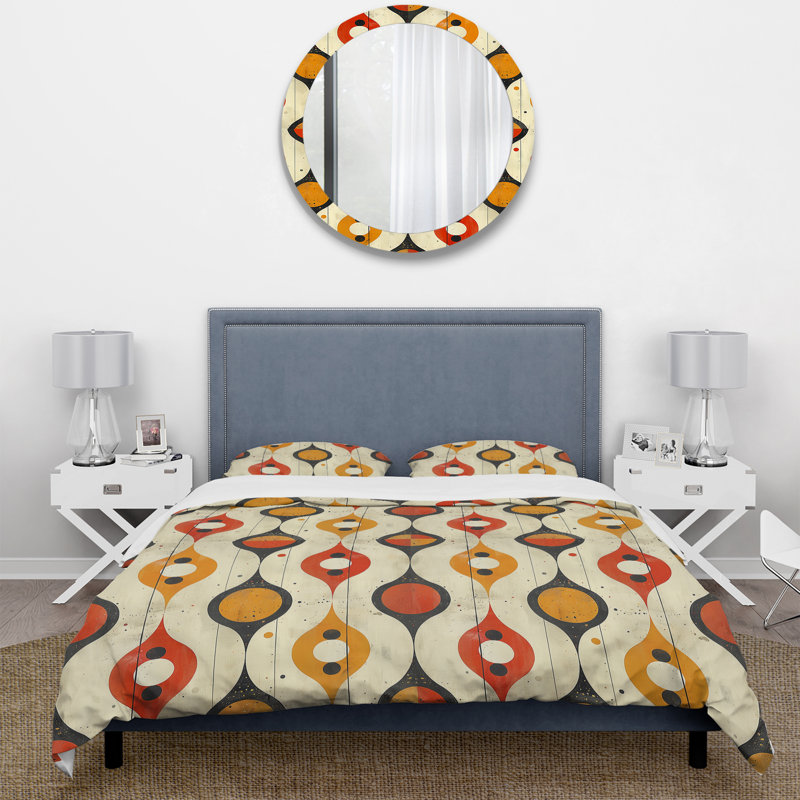 Ensemble de housse de couette orange et jaune Midcentury Charm I - Midcentury