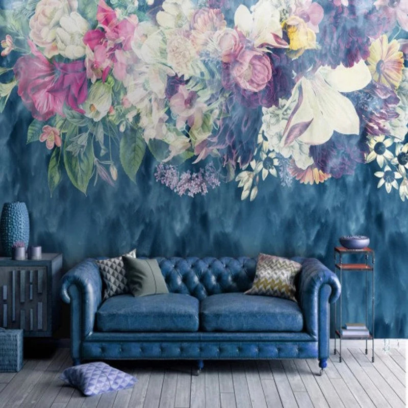 Botanical Cascade In Sapphire Living, 236" L x 118" W