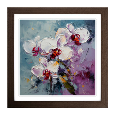 Orchid Flower Palette Knife Painting No.4 - Framed Print