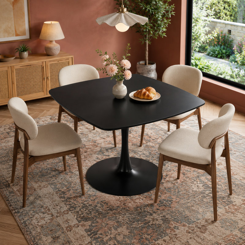 Kharee Dining Table, 43.11" W x 43.11" L, Matte Black