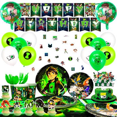 Ben-10 Themed Birthday Party Supplies,163pcs Cartoon 10 Party Decorations & Tableware Set