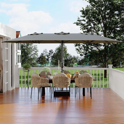 450 cm W X 261.8 cm D Rectangular Market Parasol with Crank Lift