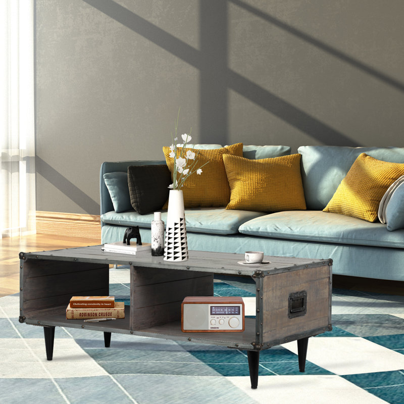 Verdel Solid Wood Coffee Table, Gray Wash