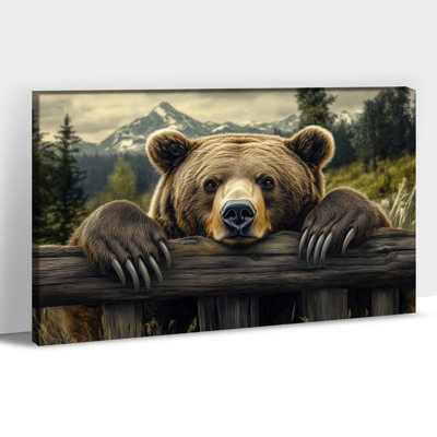 Grand ours, art mural sur toile, grizzly brun, affiche d'art animalier de montagne