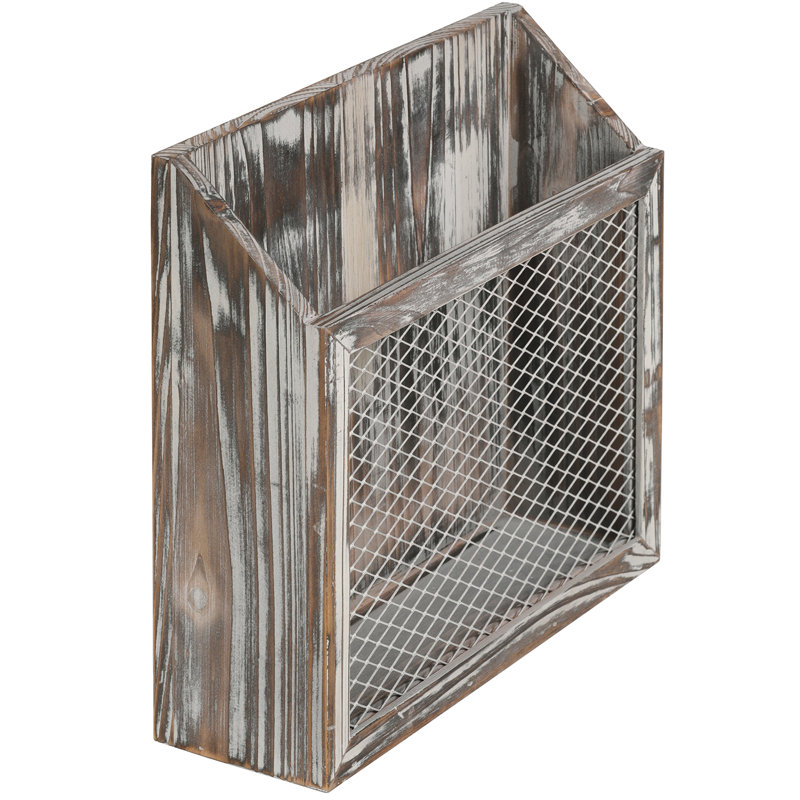 Solid Wood Free Standing Magazine Rack, Antique Brown