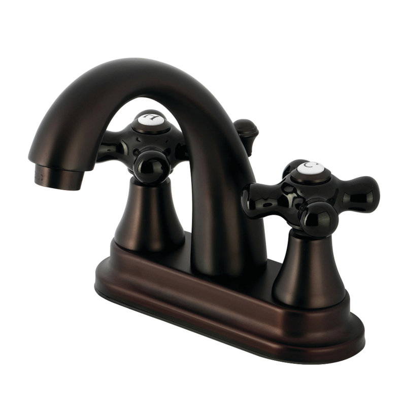 Kingston Brass Duchess Two-Handle 3-Hole Deck Mount 4" Centerset Bathroom Faucet with Brass Pop-Up, Oil Rubbed Bronze